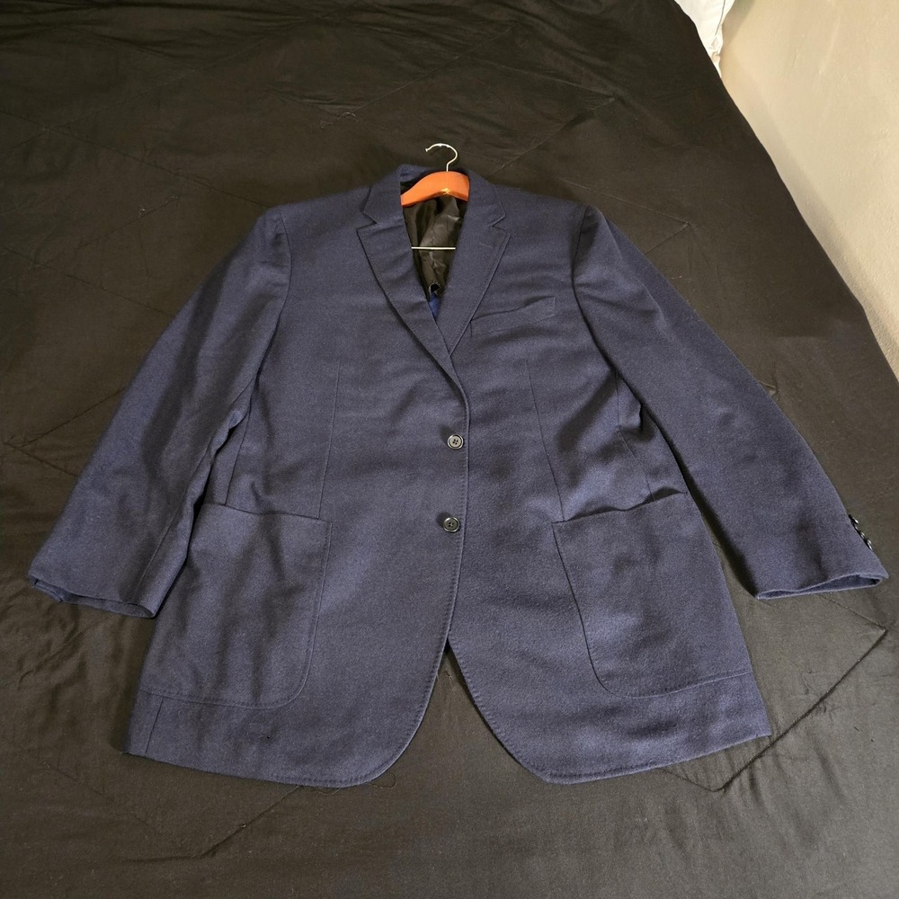 Linea Trussini Nuova Sport Coat Mens IT 58 Blue 100% Wool Long Italy Blazer Soft